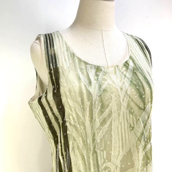 Alberto Makali Green Sleeveless Dress Asymmetrical Handkerchief Mesh Hem - Picture 2 of 7